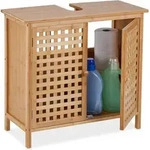 Relaxdays - Waschbeckenunterschrank, Hxbxt: 61 X 66 X 30 Cm, 1 Fach, Bambus & Mdf,