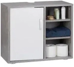 Waschbeckenunterschrank, Eint&uuml;rig, Badschrank, Aussparung, 3 Ablagen,