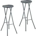 Relaxdays Barhocker, 2er Set, Rattan-optik, Klappbarer Garten Tresenhocker,