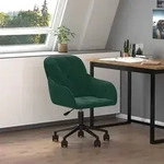 Vidaxl Swivel Office Chair Dark Green Velvet