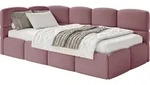 Selsey Cloudy &ndash; Jugendbett 90x200 Mit Matratze, Kopfteil Links, Samt Rosa