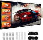 Vevor Manuelle Projektionsleinwand Beamer Leinwand, 120 Zoll 16:9 4k 1080 Hd,
