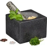 Relaxdays - M&ouml;rser Mit St&ouml;&szlig;el, Granit, Poliert, F&uuml;r Gew&uuml;rze & Kr&auml;uter, 500 Ml,