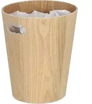 Relaxdays - Papierkorb Holz, Runder M&uuml;lleimer Mit Griff, 7,5 L, Ohne Deckel, Hxd 28