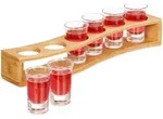Relaxdays - Schnapsbrett, Mit 6 Gl&auml;sern, 4 Cl, Schnapslatte Geschwungen,