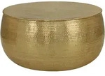 Couchtisch &Oslash; 90x45 Cm Gold, Unikat, Hammerschlag-optik, Handgefertigter
