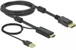 Delock Hdmi M Displayport M 4k Cable 2m Powered By Usb A M Black (85964)