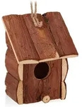 Relaxdays Mini Vogelhaus, Deko Zum Aufh&auml;ngen, Unbehandeltes Holz, Balkon, Garten,
