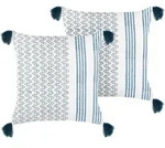 Dekokissen 2er Set Tilia Baumwolle 45 X 45 Cm Blau Geometrisches Muster