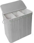 Relaxdays W&auml;schekorb Mit Deckel, Bambus, 150 L, 3 F&auml;cher, Hxbxt: 61,5 X 61 X...