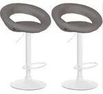 2er Set Barhocker Olinda Stoff Grau Wei&szlig;
