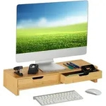 Relaxdays - Monitorst&auml;nder F&uuml;r 2 Monitore, Ausziehbar, Verstellbar, Hbt: 11x107x22
