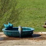 Vogeltr&auml;nke Rund M, Petrol, Keramik