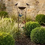 Vogeltr&auml;nke Vogelbad Garten Schmetterling Braun Eisen Boden Lackiert H 101,5 Cm