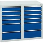 Schubladenschrank Serie Sts 410, 12 Schubladen Enzianblau (8x100, 4x200mm) - Stumpf