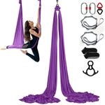 Vevor Aerial Yoga H&auml;ngematte Set 8 X 2,8 M, Lila Aerial Yoga Swing Air Fliegen,