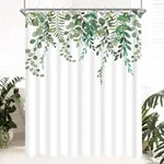 Duschvorhang Gr&uuml;n Bl&auml;tter 240x180cm Polyester Antischimmel Wasserdicht