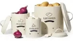 Theo&cleo Kartoffeltopf Vorratsdosen Set Retro Design Zwiebeltopf Metall Beige