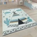 Kinder-teppich, Kinderzimmer Pastell Farben, Indianer-zelt Motiv 3-d, In Cream...