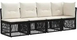 Vidaxl 4-seater Sofa With Left Arm 4 Pcs 4-seater Black Poly Rattan