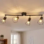 Led Deckenleuchte Deckenlampe Wohnzimmerlampe Geflecht Schwarz Metall L 70 Cm