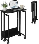 Relaxdays Schreibtisch Klappbar, Mit 6 Rollen, Computertisch, Platzsparend, Hbt: