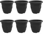 Vidaxl Round Flower Pot 6 Pcs Black &Oslash; 30 X 25 Cm Plastic