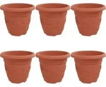 Vidaxl Round Flower Pot 6 Pcs Brick Red &Oslash; 26 X 21.5 Cm Plastic