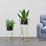 [en.casa] - Blumentopf St&auml;nder Mons 2-tlg. Schwarz-goldfarben En.casa