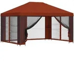 Vidaxl Gazebo With Sidewalls 4 X 3 M Terracotta Polyester And Steel