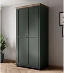 Kleiderschrank Mit 2 T&uuml;ren Epsom-83 In Gr&uuml;n Mit Lefkas Eiche Nb., B/h/t: Ca.