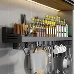 K&uuml;chenregal Wand Ohne Bohren 80cm Schwarz Mit Haken & Bechern