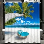 Duschvorhang Strandmuster 180x200cm Antischimmel, Wasserabweisend