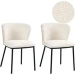 Esszimmerstuhl 2er Set Hoskin Boucl&eacute; Cremewei&szlig;