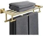 Handtuchhalter Wand 50cm Mit Ablage, Edelstahl Gold, Badezimmer & K&uuml;che
