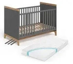 Babybett Malia, Grau/artisan, 70x140 Cm Mit Matratze, Vitalispa