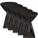 5x Premium Stehtischhusse Blickdicht Schwarz &Oslash; 70-75 Cm