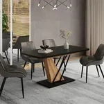 Esstisch Fenaro, Schwarz/goldkraft Eiche, 120-160 X 80 Cm Ausziehbar, Vicco
