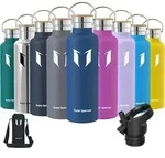Edelstahl Trinkflasche 350ml-1l, Bpa-frei, Auslaufsicher, Mit 2 Deckeln