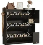 Schuhschrank Mit 3 Klappen, 1 Schublade, Verstellbaren Einlegeb&ouml;den Und...