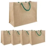 Jute-handtaschen 5 Nat&uuml;rlich Und Gr&uuml;n 42 X 33 X 19 Cm Vidaxl