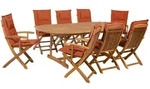 Gartenm&ouml;bel Set 8-sitzer Maui Inkl. Kissen Akazienholz Dunkelrot