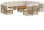 Gartensofa-set 14 Stk. Nat&uuml;rlich Und Cremwei&szlig; Poly-rattan Vidaxl