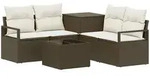 Sofa Set 6 Stk. Braun Und Creme Wei&szlig; Polyrattan Und Stahl Vidaxl