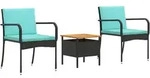 Garten Set Schwarz Poly-rattan Vidaxl