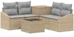 Sofa Set 6 Stk. Beige Und Hellgrau Polyrattan Und Stahl Vidaxl