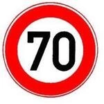 Verkehrszeichen 274-70 Ronde 600 Mm, 70 Km/h, Ral-g&uuml;tezeichen Folie Ra2
