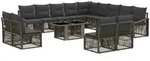 Gartensofa-set 14 Stk. Grau Und Dunkelgrau Poly-rattan Vidaxl