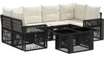Gartensofa-set 7 Stk. Schwarz Und Cremewei&szlig; Poly-rattan Vidaxl