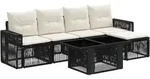 Gartensofa-set 6 Stk. Schwarz Und Cremewei&szlig; Poly-rattan Vidaxl